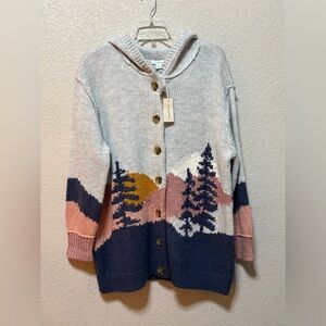 Sundance ‘Scenic Roads’ Women's Wool Blend Hooded Cardigan - Gray, Pink, Blue XL